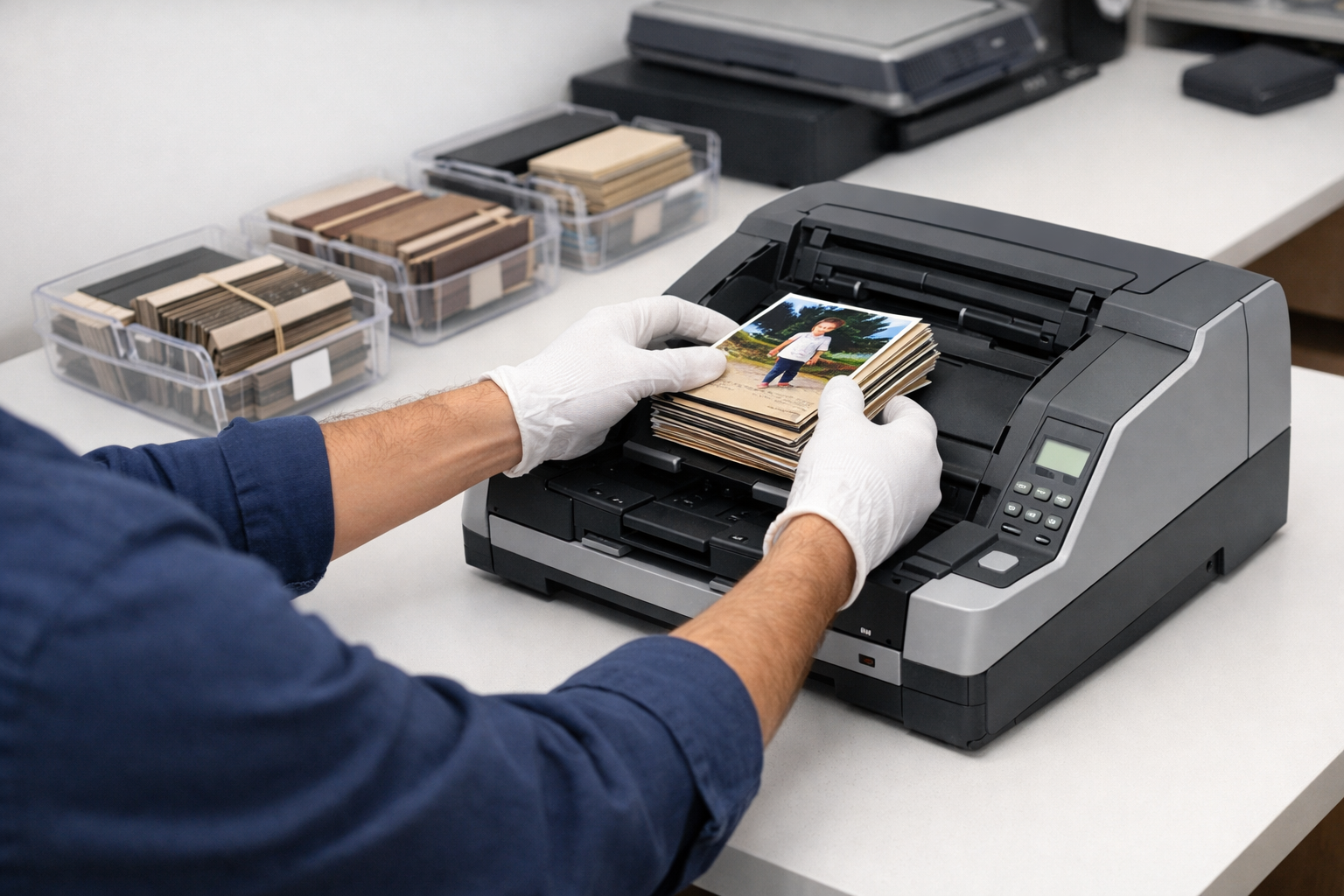 Profesyonel düz yatak tarayıcı ile fotoğraf tarama